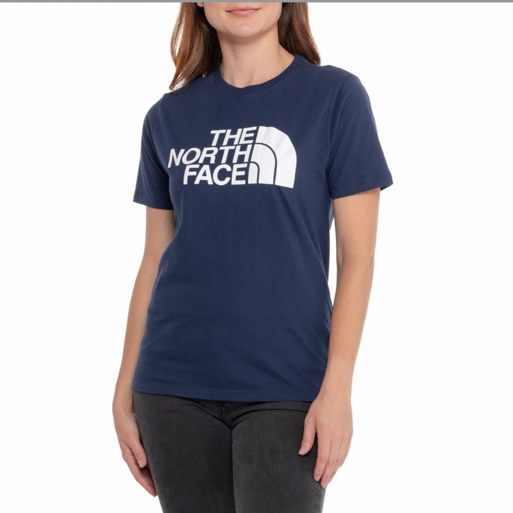 TNF Navy White Logo Front Graphic Half Dome Tri-Blend Short Sleeve Crew Tee